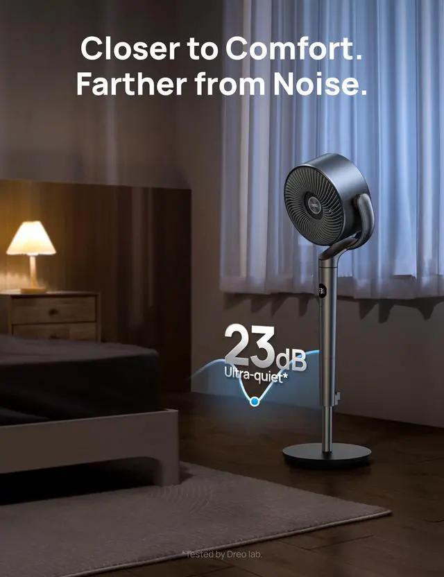 Alt view image 7 of 7 - Standing Fan, 120°+120°Omni-directional Oscillating Fan For Bedroom, 85 ft Circulator With Remote, DC Motor Quiet Pedestal Fans, Adjustable Height, 8 Speeds, 3 Modes, 8H Timer, Home, PolyFan 502