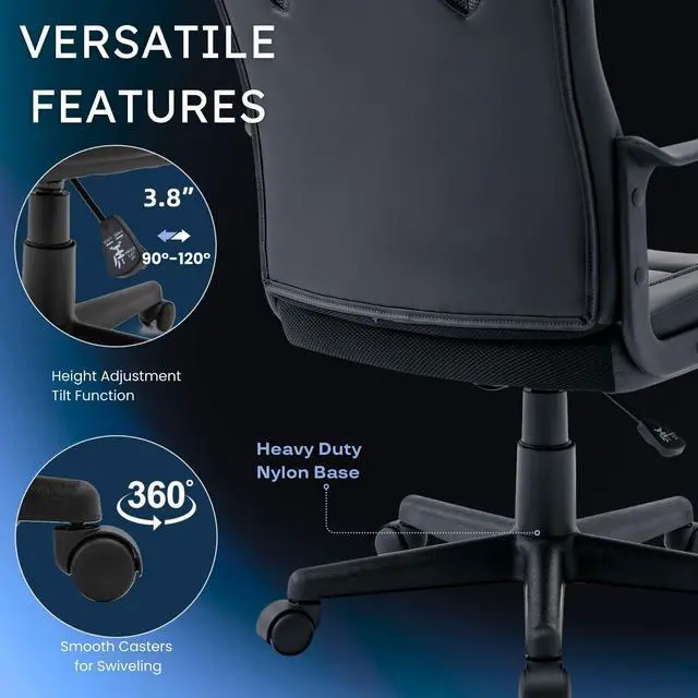 Alt view image 7 of 7 - Ergonomic Computer Gaming Chair Home Office Racing Executive Video Task Desk PU Leather for Adults Teens Kids Gamer