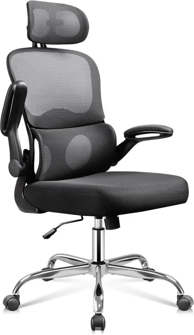 Main image of Office Chair, Breathable Black Mesh Elegance with Ergonomic Comfort for Professionals & Gamers