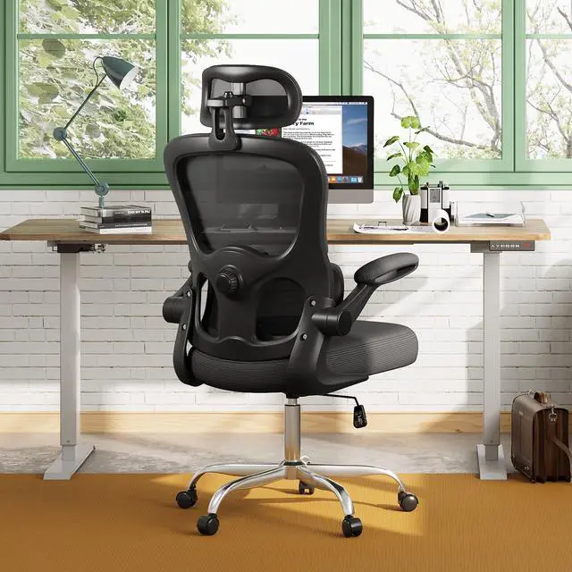 Alt view image 2 of 7 - Office Chair, Breathable Black Mesh Elegance with Ergonomic Comfort for Professionals & Gamers