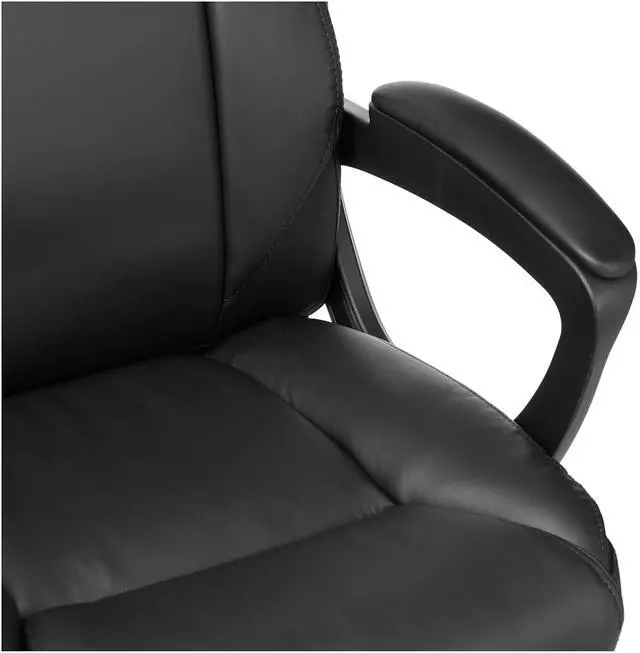 Alt view image 3 of 3 - Classic Puresoft PU Padded Mid-Back Height Adjustable Office Computer Desk Chair with Armrest, 26"D x 23.75"W x 42"H, Black