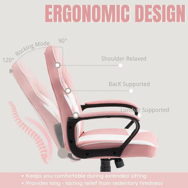 Alt view image 6 of 7 - Ergonomic Computer Gaming Chair Home Office Racing Executive Video Task Desk PU Leather for Adults Teens Kids Gamer