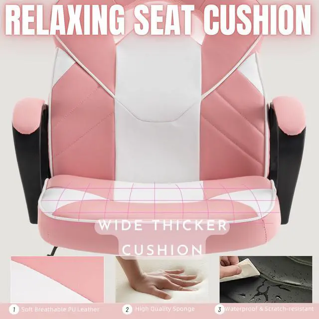 Alt view image 7 of 7 - Ergonomic Computer Gaming Chair Home Office Racing Executive Video Task Desk PU Leather for Adults Teens Kids Gamer
