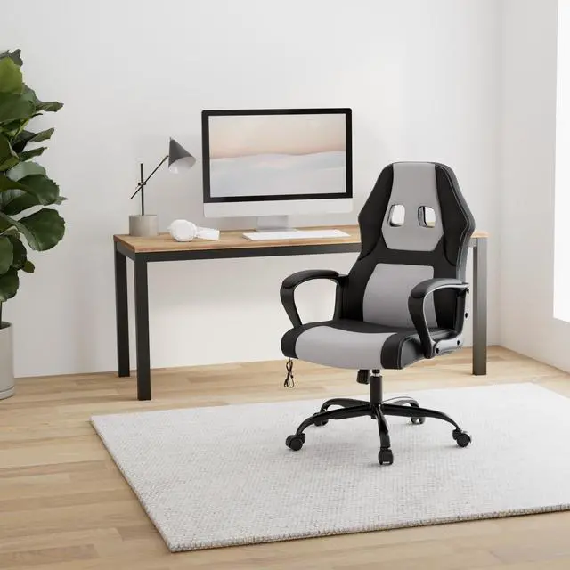 Alt view image 2 of 7 - Gaming Chair Office Chair Desk Chair Massage Ergonomic PU Leather Racing Chair with Lumbar Support Headrest Armrest Task Rolling Swivel Computer Chair for Women Adults Girls(White)