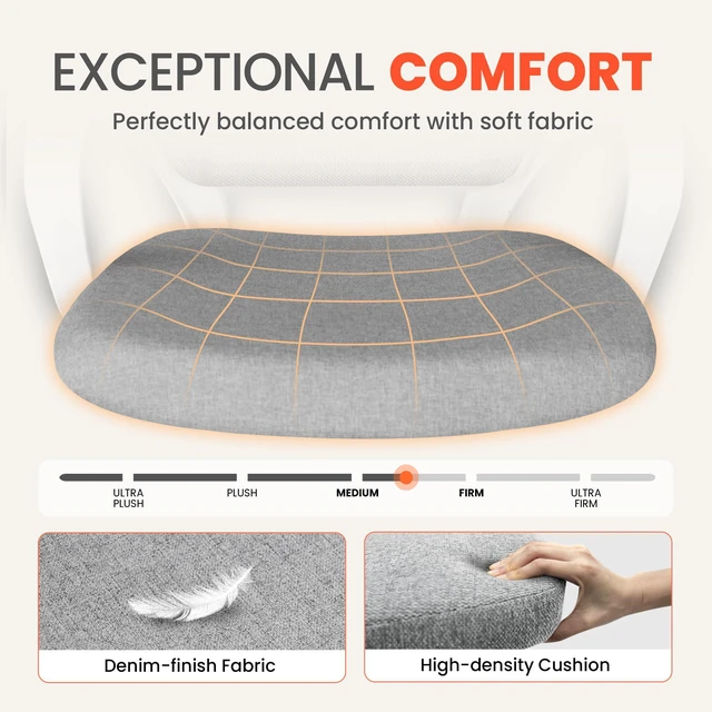 Alt view image 4 of 7 - Home Office Desk Chair Ergonomic Mesh with Lumbar Support, Grey Comfortable Mesh Support, Adjustable Height, 360° Swivel and Smooth Casters Designed for Long Hours of Work or Study