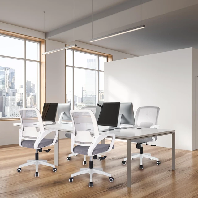 Alt view image 6 of 7 - Home Office Desk Chair Ergonomic Mesh with Lumbar Support, Grey Comfortable Mesh Support, Adjustable Height, 360° Swivel and Smooth Casters Designed for Long Hours of Work or Study