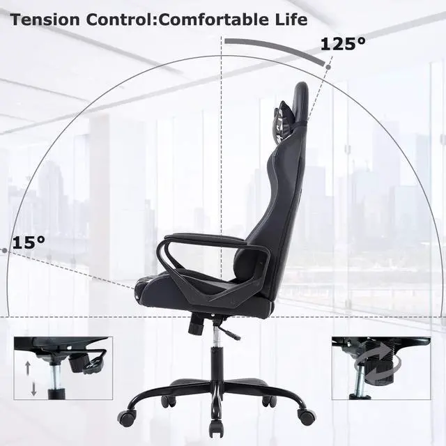Alt view image 3 of 7 - PC Gaming Chair Office Chair Desk Chair with Lumbar Support Arms Headrest High Back PU Leather Racing Chair Rolling Swivel Executive Computer Chair for Women Adults Girls, Camo