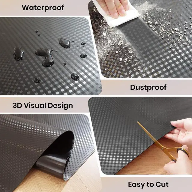 Alt view image 5 of 7 - Gaming Chair Mat for Hardwood Floor, 48 x 72 Inch Large Office Chair Mat, Black Plastic Floor Protector, 4'×6' Area Rug for Living Room, Heavy Duty Wood Tile Floor Mats for Home Laundry Dining Area