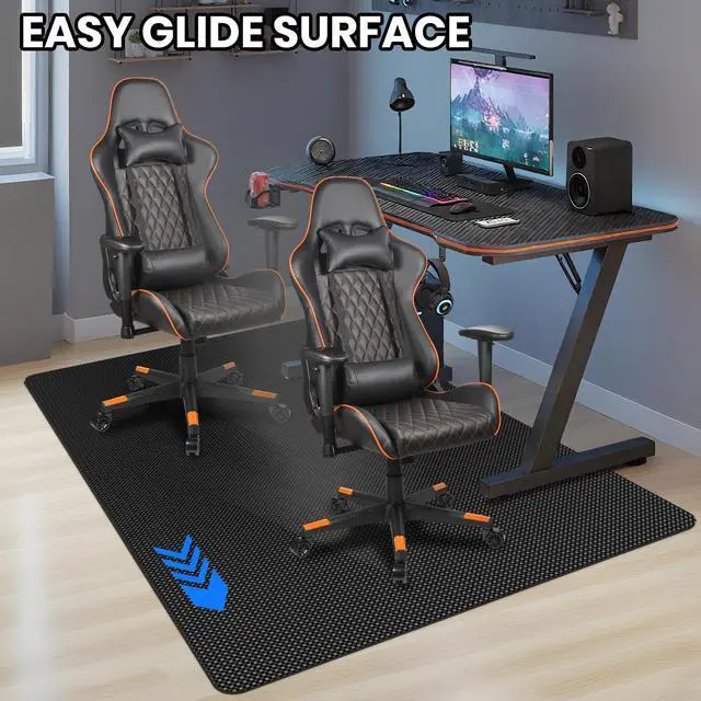 Alt view image 7 of 7 - Gaming Chair Mat for Hardwood Floor, 48 x 72 Inch Large Office Chair Mat, Black Plastic Floor Protector, 4'×6' Area Rug for Living Room, Heavy Duty Wood Tile Floor Mats for Home Laundry Dining Area