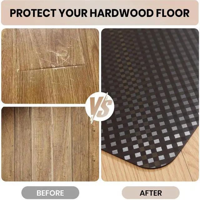 Alt view image 4 of 7 - Gaming Chair Mat for Hardwood Floor, 48 x 72 Inch Large Office Chair Mat, Black Plastic Floor Protector, 4'×6' Area Rug for Living Room, Heavy Duty Wood Tile Floor Mats for Home Laundry Dining Area