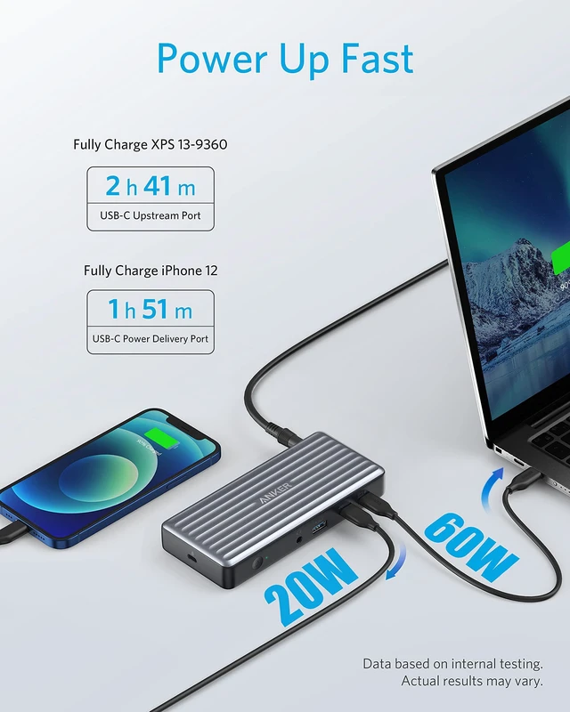 Alt view image 5 of 7 - USB-C Docking Station, PowerExpand 9-in-1 USB-C PD Dock for Laptops 60W Charging for Laptop, 20W Charging for Peripherals, 4K HDMI and DisplayPort, 5Gbps Max Transfer, Ethernet, 3.5 mm Audio