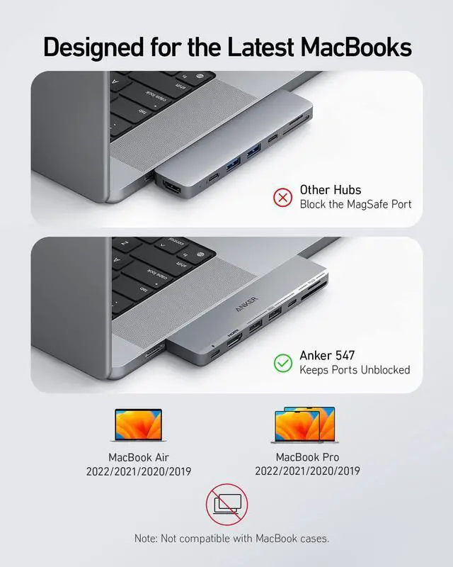 Alt view image 5 of 6 - USB C Hub for MacBook, 7-in-2 with 4K HDMI, Compatible with Thunderbolt 4, 1 Type C and 2 USB A Data Ports for MacBookPro 13 Inch, MacBookAir M1 / M2, and More