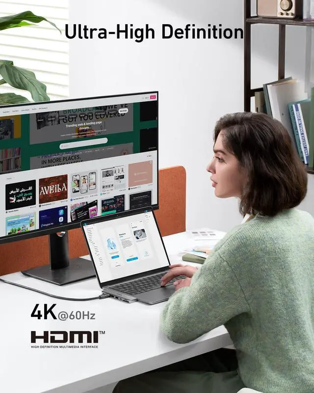 Alt view image 4 of 6 - USB C Hub for MacBook, 7-in-2 with 4K HDMI, Compatible with Thunderbolt 4, 1 Type C and 2 USB A Data Ports for MacBookPro 13 Inch, MacBookAir M1 / M2, and More