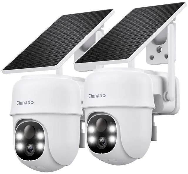 Main image of 2K Cameras for Home Security-2.4G WiFi Outdoor Camera Wireless Solar/Battery Powered with solar panel, 360° Viewing, AI Human Detection, Color Night Vision, with SD Storage, Works with Alexa(2 Pack)
