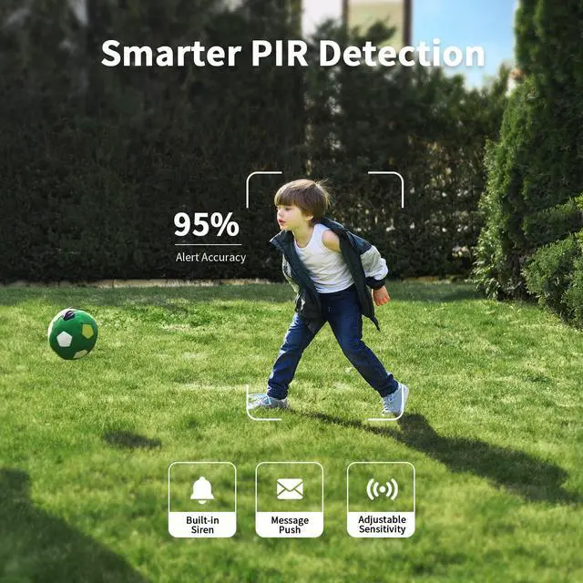 Alt view image 6 of 7 - 2K Solar Security Cameras Wireless Outdoor, 2 Pack 360° View Pan/Tilt WiFi Security Camera Outside with Color Night Vision,Easy to Install, PIR Alarm, 2-Way Audio