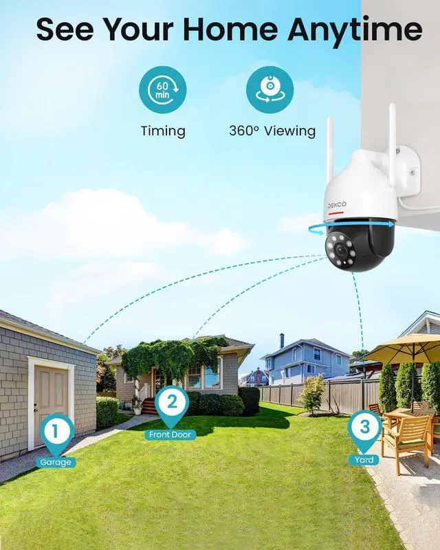 Alt view image 5 of 7 - 2Packs, 2K WiFi Outdoor Security Cameras Pan-Tilt 360° View, 3MP Surveillance Cameras with Motion Detection and Siren, 2-Way Audio, Full Color Night Vision, Waterproof