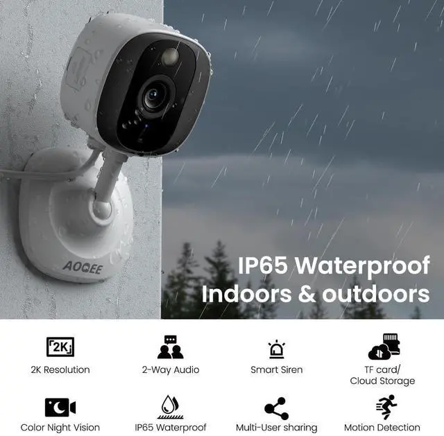 Alt view image 2 of 6 - 2K Cameras for Home Security-Outdoor/Indoor Camera for Dog/Cat/Pet/Nanny/Baby, Color Night Vision, White Light, Siren, 24/7 SD Recordings, Works with Alexa/Google Home, C1 (C1-White-4pack-2.4G)