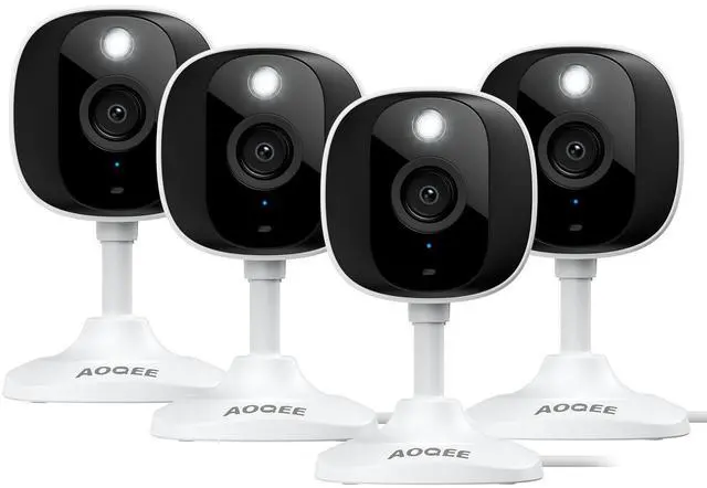 Main image of 2K Cameras for Home Security-Outdoor/Indoor Camera for Dog/Cat/Pet/Nanny/Baby, Color Night Vision, White Light, Siren, 24/7 SD Recordings, Works with Alexa/Google Home, C1 (C1-White-4pack-2.4G)