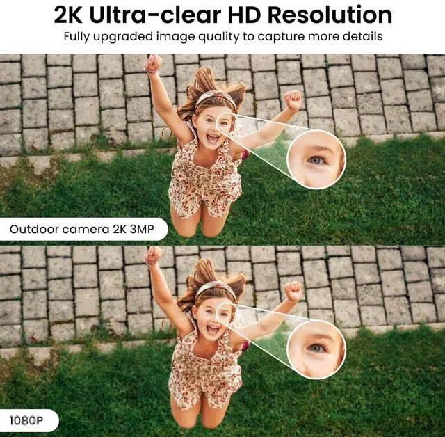 Alt view image 3 of 6 - 2K Cameras for Home Security-Outdoor/Indoor Camera for Dog/Cat/Pet/Nanny/Baby, Color Night Vision, White Light, Siren, 24/7 SD Recordings, Works with Alexa/Google Home, C1 (C1-White-4pack-2.4G)