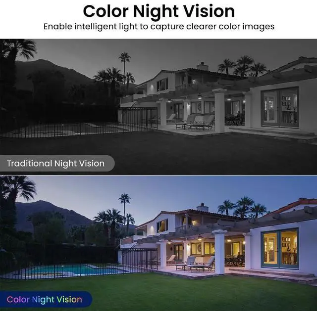 Alt view image 5 of 6 - 2K Cameras for Home Security-Outdoor/Indoor Camera for Dog/Cat/Pet/Nanny/Baby, Color Night Vision, White Light, Siren, 24/7 SD Recordings, Works with Alexa/Google Home, C1 (C1-White-4pack-2.4G)