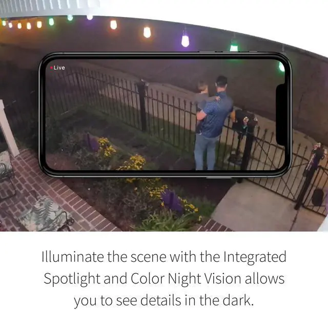 Alt view image 3 of 7 - Essential Security Camera 1080p HD | Outdoor - Indoor | 2nd Gen | Wireless with Spotlight, 2-Way Audio, Color Night Vision, Live Stream, Real Time Notifications, Wide Angle - White, 2 Cameras