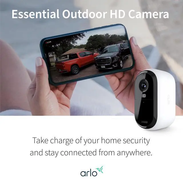 Alt view image 7 of 7 - Essential Security Camera 1080p HD | Outdoor - Indoor | 2nd Gen | Wireless with Spotlight, 2-Way Audio, Color Night Vision, Live Stream, Real Time Notifications, Wide Angle - White, 2 Cameras