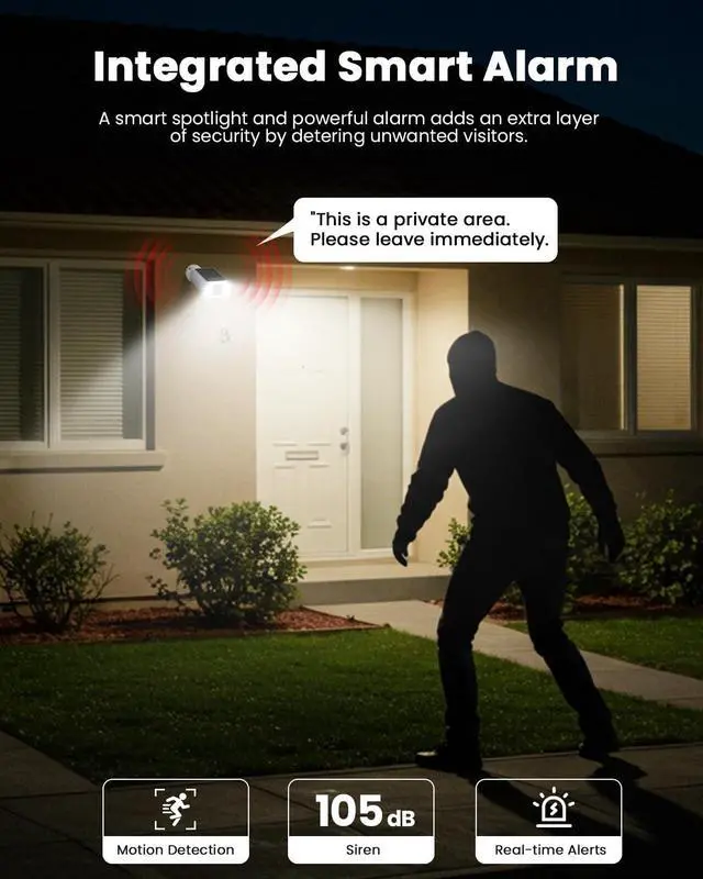 Alt view image 4 of 7 - Solar Camera Outdoor Wireless 2 Pack, 2K Cameras for Home Security with Embedded Solar Panel, WiFi Surveillance Camera, Colorful Night Vision, 2-Way Audio, Continuous Power, Work with Alexa
