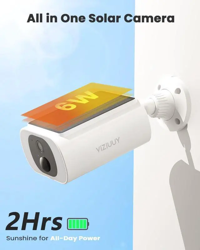 Alt view image 5 of 7 - Solar Camera Outdoor Wireless 2 Pack, 2K Cameras for Home Security with Embedded Solar Panel, WiFi Surveillance Camera, Colorful Night Vision, 2-Way Audio, Continuous Power, Work with Alexa