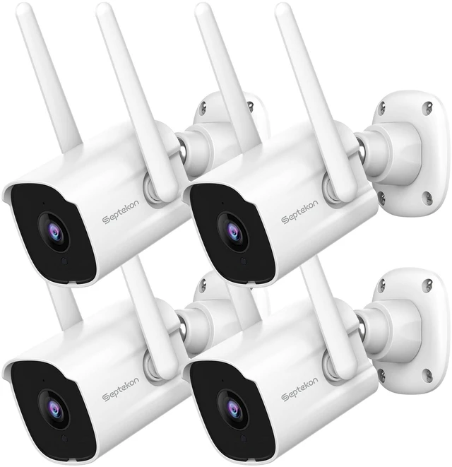 Main image of 2K Outdoor Security Cameras, 2.4G Wired WiFi, 4 Pack | Full Night Vision, IP66, AI Motion Detection, Two-Way Audio, Cloud & SD