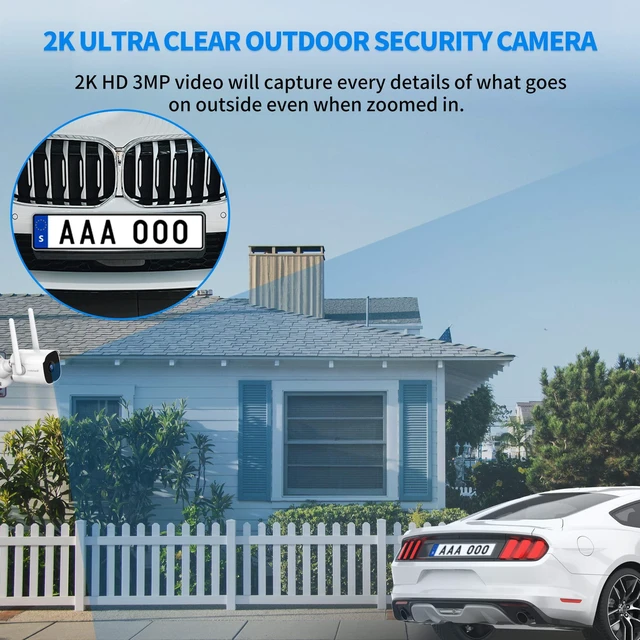 Alt view image 2 of 7 - 2K Outdoor Security Cameras, 2.4G Wired WiFi, 4 Pack | Full Night Vision, IP66, AI Motion Detection, Two-Way Audio, Cloud & SD