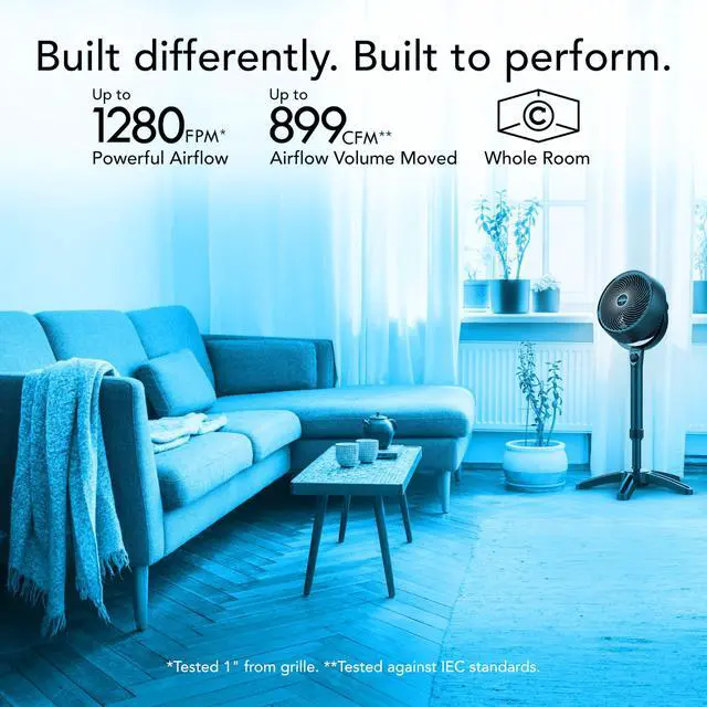 Alt view image 2 of 6 - 683 Medium Pedestal Whole Room Air Circulator Fan, 3 Speed Control, Adjustable Standing Height, 32 to 38 Inches, Powerful Pedestal Standing Fan for Bedroom and Home, Quiet Floor Fans, Black