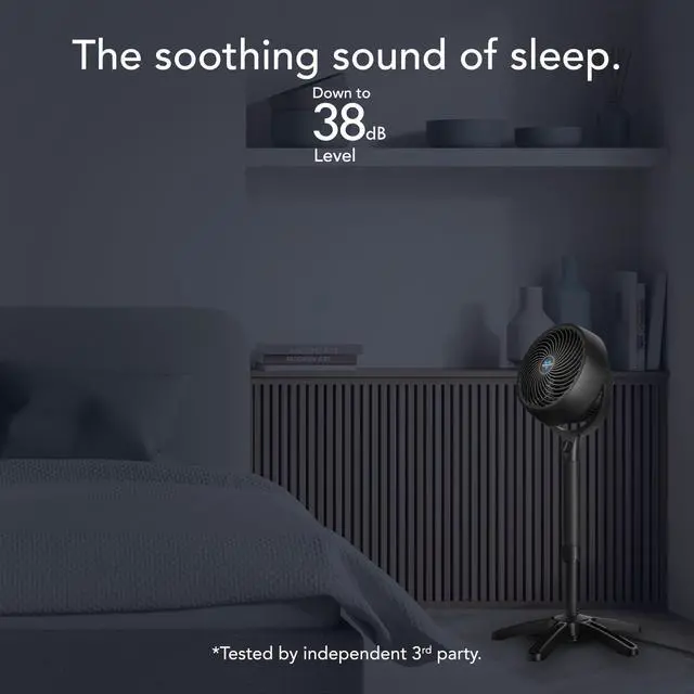 Alt view image 5 of 6 - 683 Medium Pedestal Whole Room Air Circulator Fan, 3 Speed Control, Adjustable Standing Height, 32 to 38 Inches, Powerful Pedestal Standing Fan for Bedroom and Home, Quiet Floor Fans, Black