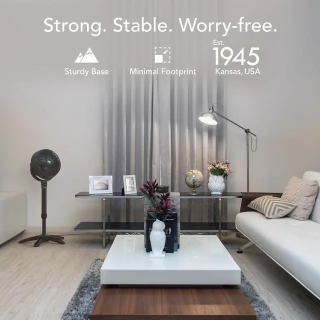 Alt view image 6 of 6 - 683 Medium Pedestal Whole Room Air Circulator Fan, 3 Speed Control, Adjustable Standing Height, 32 to 38 Inches, Powerful Pedestal Standing Fan for Bedroom and Home, Quiet Floor Fans, Black