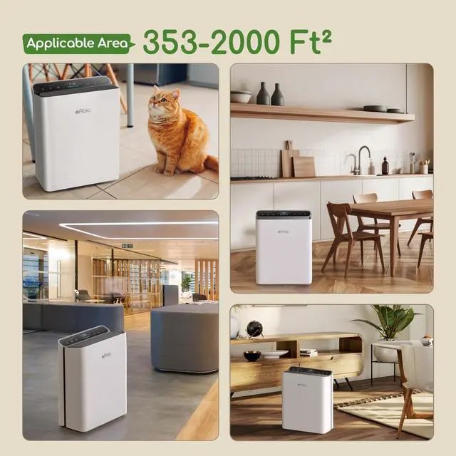 Alt view image 7 of 7 - Air Purifier for Home Large Room Bedroom Up to 2000Ft² with PM2.5 Display Air Quality Sensor&Smart Auto Mode, 3-Stage Filter Cleaner Odor Eliminator, Remove Pet Dander Pollen Allergy Dust Mold Smoke