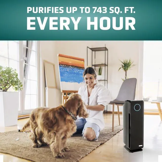 Alt view image 4 of 7 - 5-In-1 HEPA Air Purifier for Home, Pet Air Purifier with HEPA Air Filter & UV-C Light, AC4300BPTCA, 743 Sq. Ft., 22'' Tower, Black