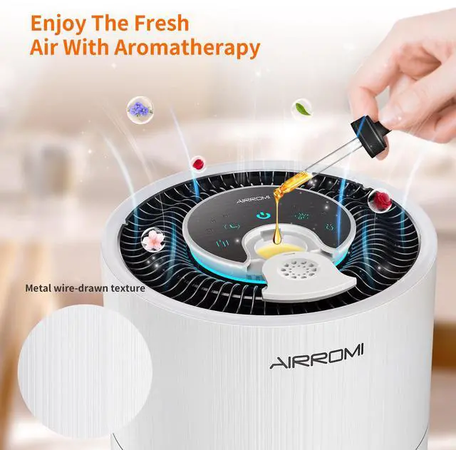 Alt view image 4 of 7 - Air Purifier for Bedroom with HEPA 3-in-1 Filter, Pet Air Purifier for Home Cat Pee Smell, Covers Upto 990 Ft², Quiet 360° intake Air Cleaner for pet hair,allergies,Dust,Smoke A2001 White