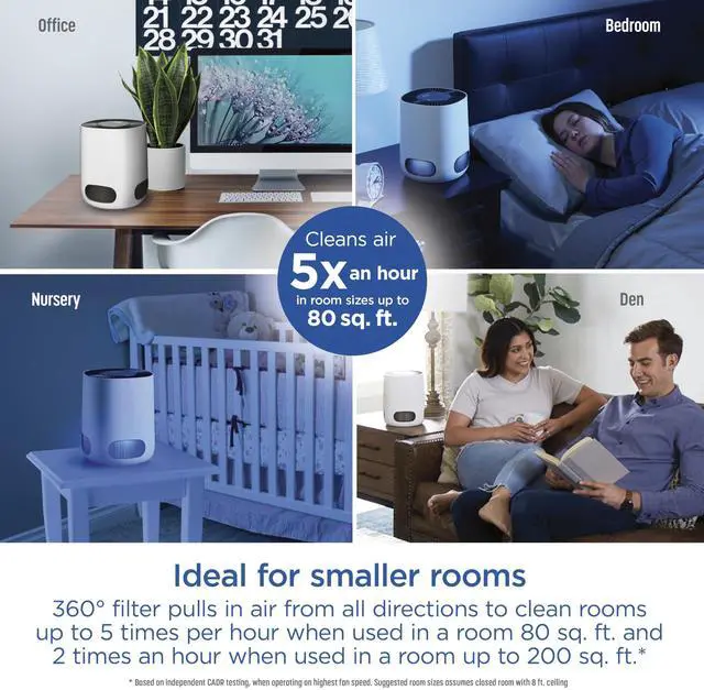 Alt view image 4 of 7 - Clorox Air Purifiers for Bedroom Home, True HEPA Filter, Small Rooms Up to 200 Sq Ft, Removes 99.9% of Mold, Viruses, Wildfire Smoke, Allergens, Pet Allergies, Dust, AUTO Mode, Whisper Quiet