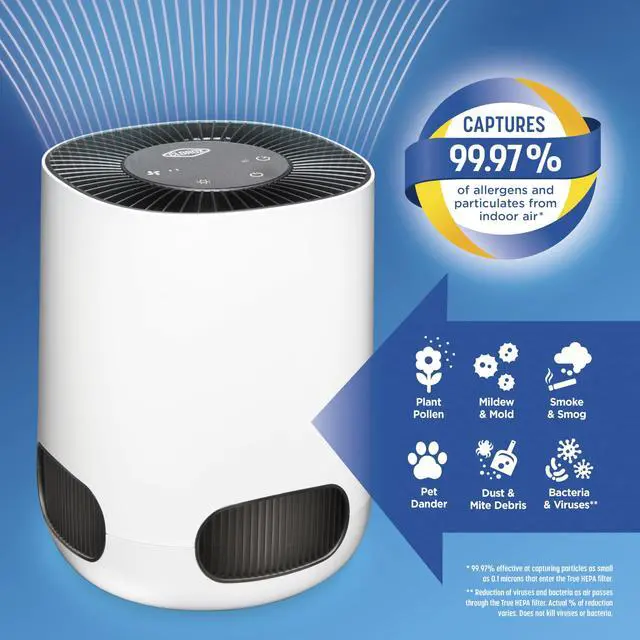 Alt view image 2 of 7 - Clorox Air Purifiers for Bedroom Home, True HEPA Filter, Small Rooms Up to 200 Sq Ft, Removes 99.9% of Mold, Viruses, Wildfire Smoke, Allergens, Pet Allergies, Dust, AUTO Mode, Whisper Quiet