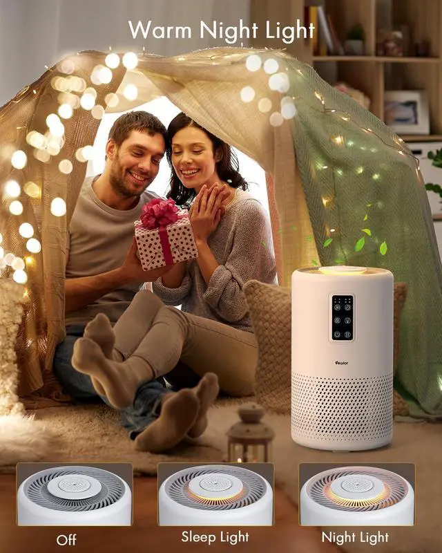 Alt view image 7 of 7 - Air Purifiers for Home Large Room up to 1600ft², H13 True HEPA Air Purifier for Bedroom with night light, Fragrance Sponge, Sleep Mode, Timer, Lock, Pesticide