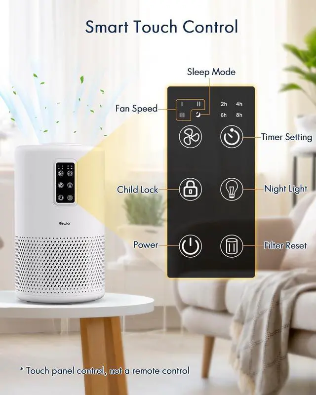 Alt view image 4 of 7 - Air Purifiers for Home Large Room up to 1600ft², H13 True HEPA Air Purifier for Bedroom with night light, Fragrance Sponge, Sleep Mode, Timer, Lock, Pesticide