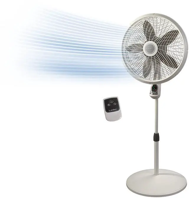 Main image of Cyclone Pedestal Fan, Adjustable Height, Remote Control, Timer, 3 Speeds, for Bedroom, Kitchen, Office and Living Room, 18", White, 1885, Large