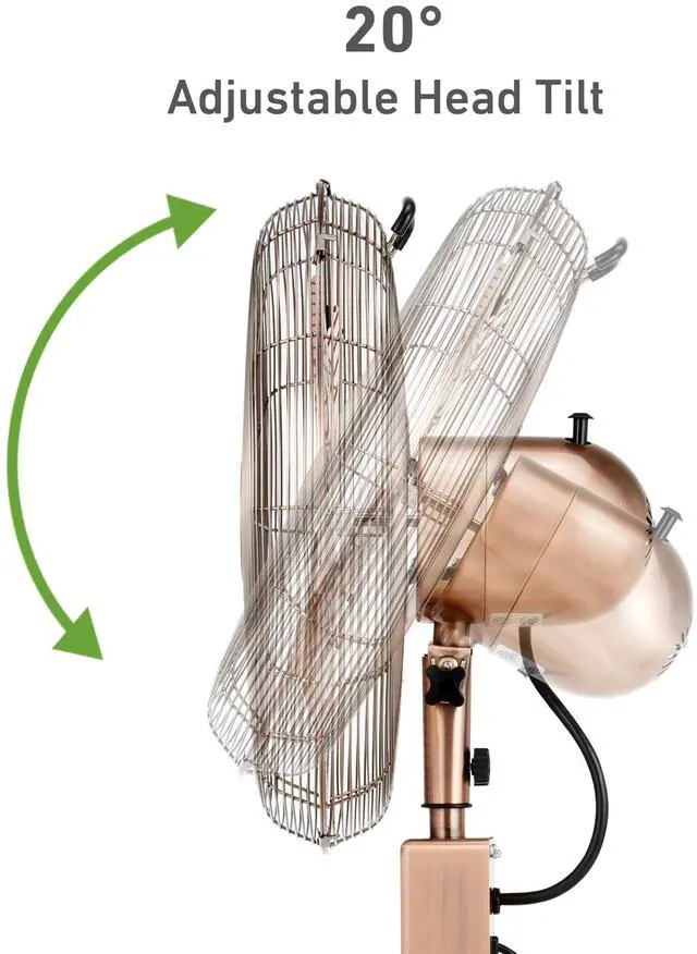 Alt view image 6 of 7 - 16" Copper Digital Metal Stand Fan, 75° Oscillation, 3 Speeds, 4 Blades, 3 Modes, 7.5-Hour Timer, Adjustable Height, 20° Head Tilt, Ideal for Home, Bedroom or Office, Remote Control
