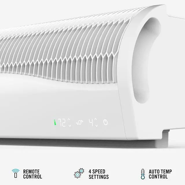 Alt view image 2 of 7 - TRANSOM Window Fan with 4 Speeds, Remote Control, Reversible Exhaust Mode, Weather Resistant Case, Whole Room, Ice White