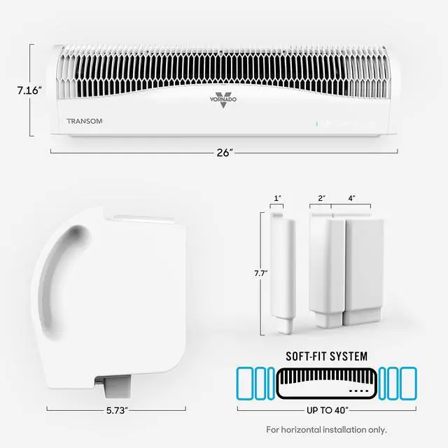 Alt view image 3 of 7 - TRANSOM Window Fan with 4 Speeds, Remote Control, Reversible Exhaust Mode, Weather Resistant Case, Whole Room, Ice White