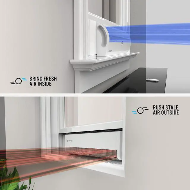Alt view image 4 of 7 - TRANSOM Window Fan with 4 Speeds, Remote Control, Reversible Exhaust Mode, Weather Resistant Case, Whole Room, Ice White
