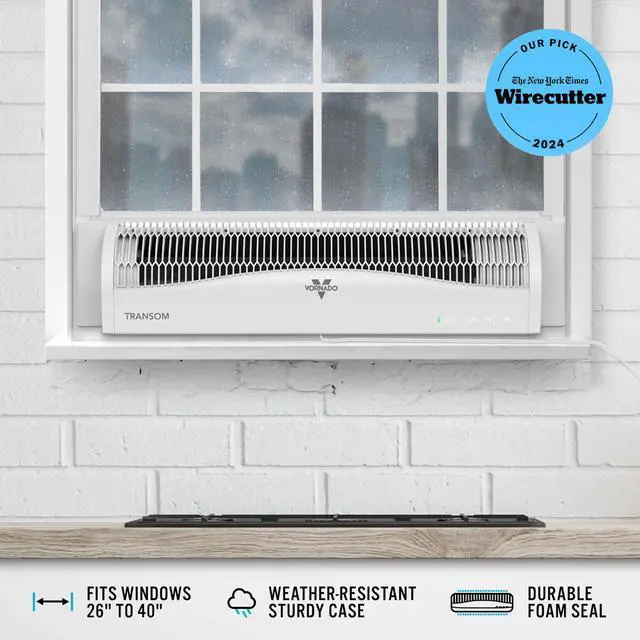 Alt view image 6 of 7 - TRANSOM Window Fan with 4 Speeds, Remote Control, Reversible Exhaust Mode, Weather Resistant Case, Whole Room, Ice White