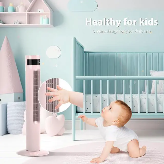 Alt view image 4 of 7 - Tower Fan Portable Electric Oscillating Fan (36 inch, Pink)