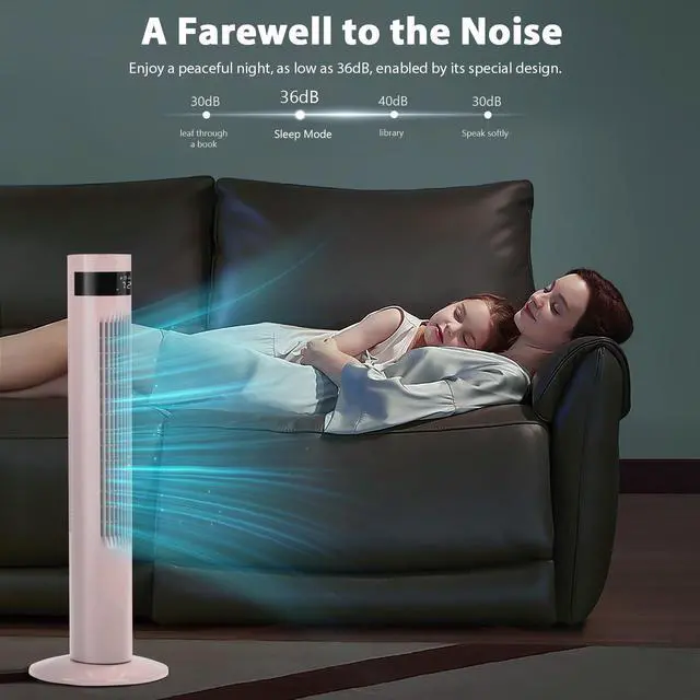 Alt view image 6 of 7 - Tower Fan Portable Electric Oscillating Fan (36 inch, Pink)