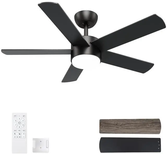 Main image of 42 inch Black Ceiling Fans with Lights and Remote Control, LED Ceiling Fan Dimmable 3 CCT 6-Speed, Noiseless Modern Ceiling Fan for Bedroom, Living Room, Dining Room, ETL Listed