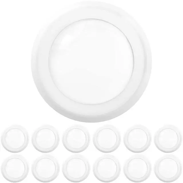 Main image of 12 Pack 5/6 Inch LED Disk Lights, Disc Lights Ceiling, LED Flush Mount Recessed Can Lighting, 1050 LM, 3000K Warm White, Dimmable, 15W=75W, Damp Rated ETL.